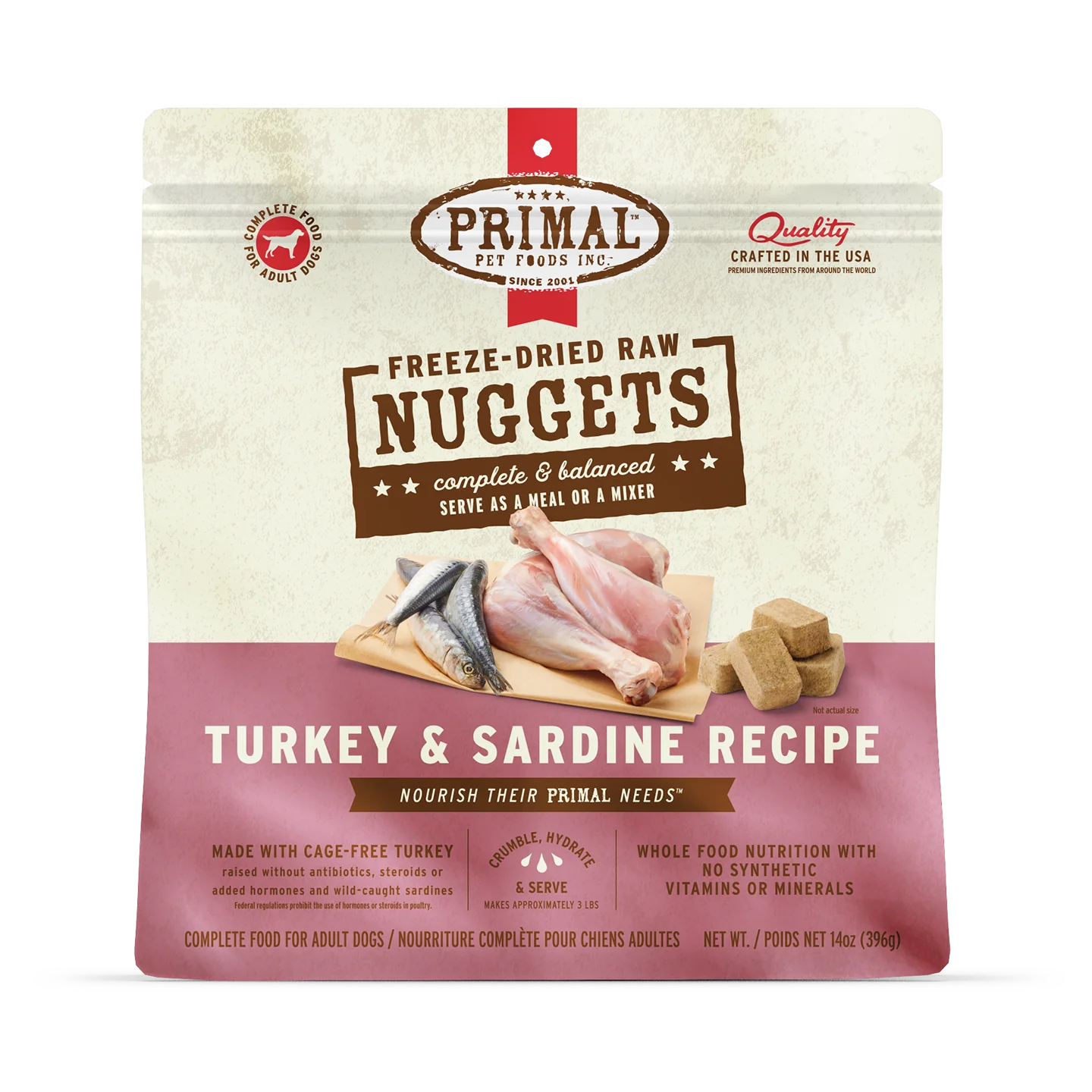 Primal Freeze-Dried Turkey and Sardine Nuggets for Dogs