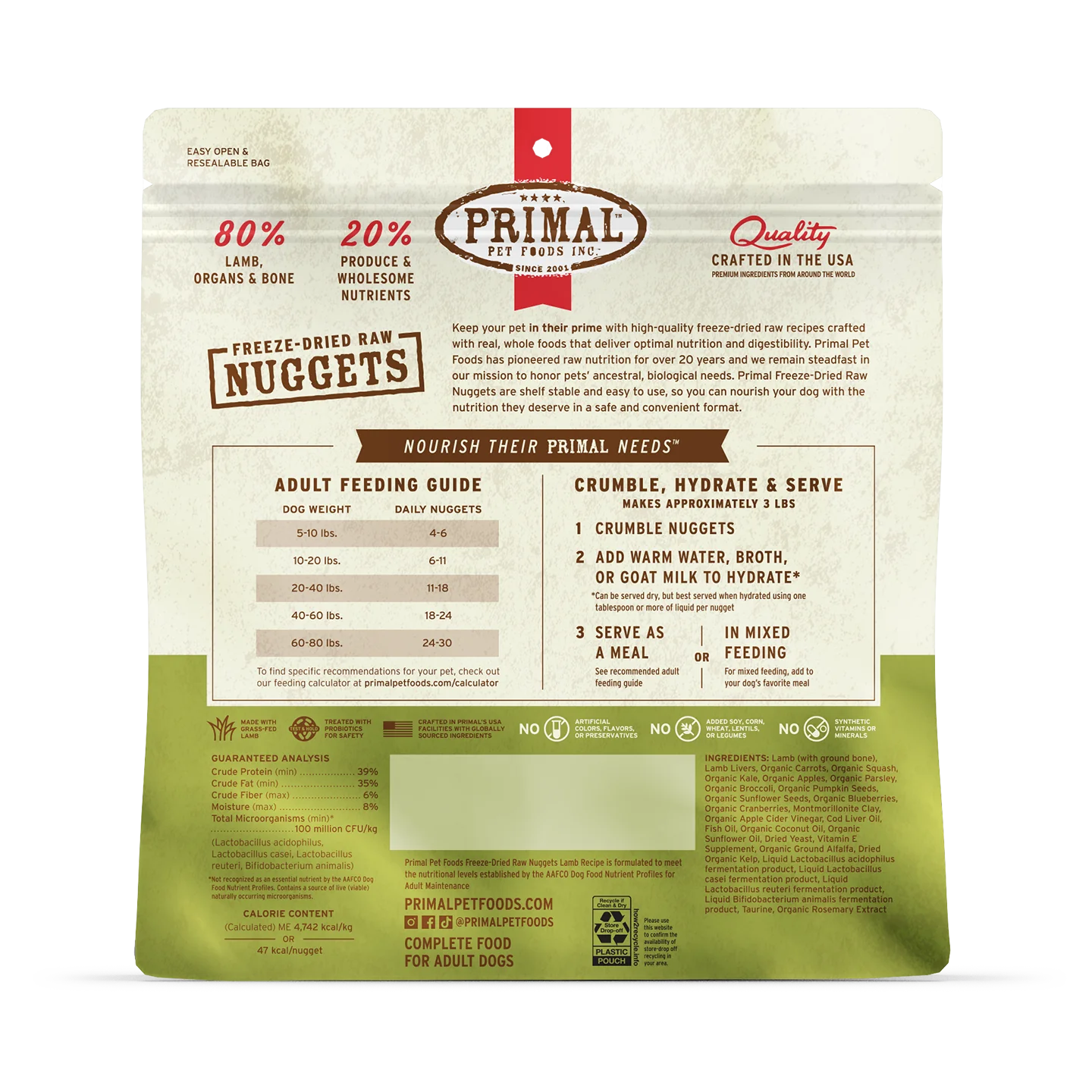 Primal Freeze-Dried Lamb Nuggets for Dogs