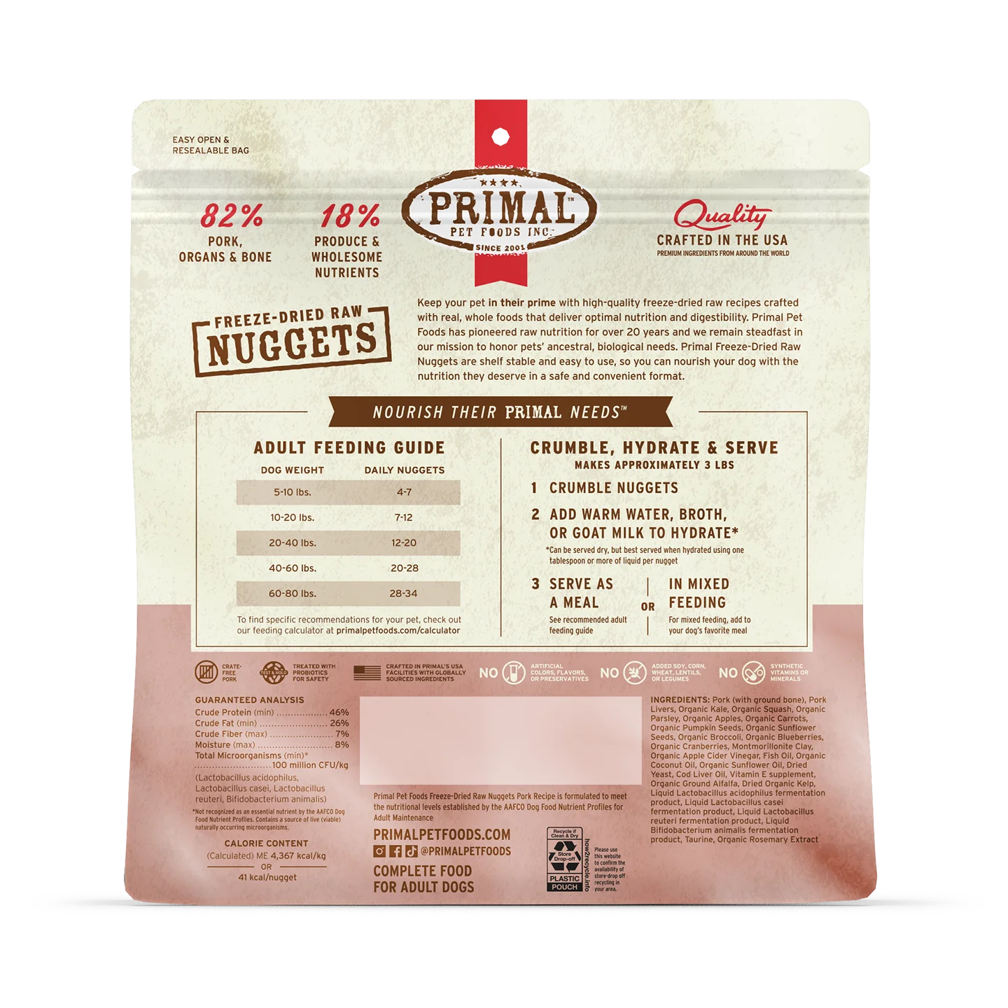 Primal Freeze-Dried Pork Nuggets for Dogs