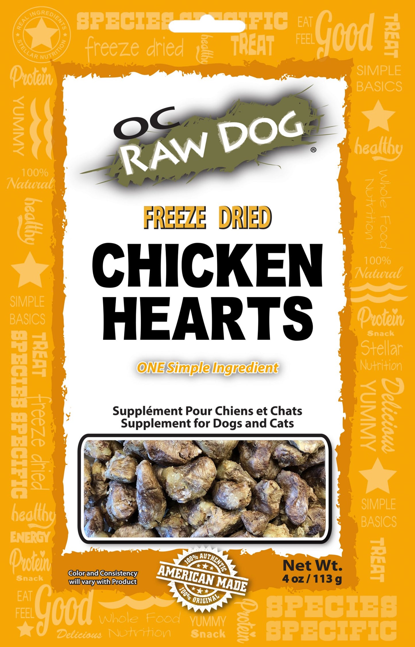 OC Raw Dog Freeze Dried Whole Chicken Heart Treat for Dogs