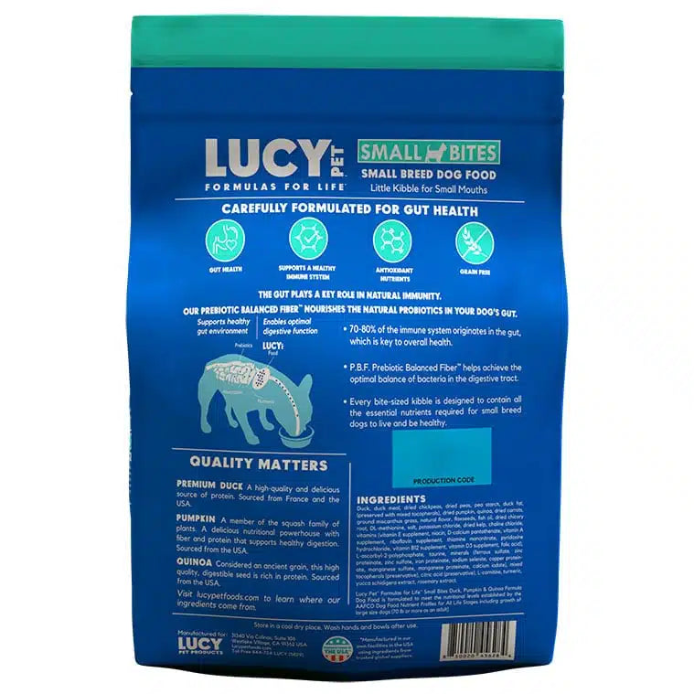 Lucy Pet Duck Pumpkin & Quinoa Small Bites Dog Food