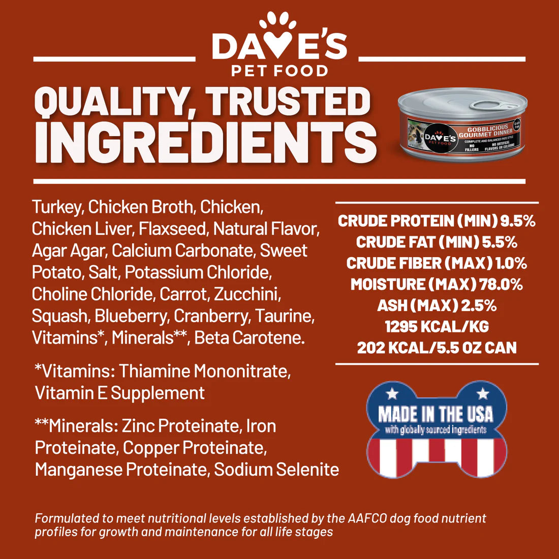 Dave’s Naturally Healthy Grain Free Canned Cat Food Gobbleicious Gourmet Dinner