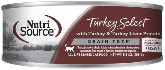 Nutrisource Grain Free Turkey and Turkey Liver Select Canned Cat Formula