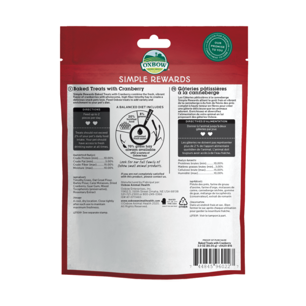 Oxbow Simple Rewards Baked Treats - Cranberry