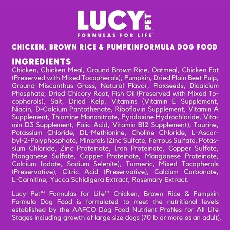 Lucy Pet Chicken, Brown Rice & Pumpkin LID Small Bites Dog Food