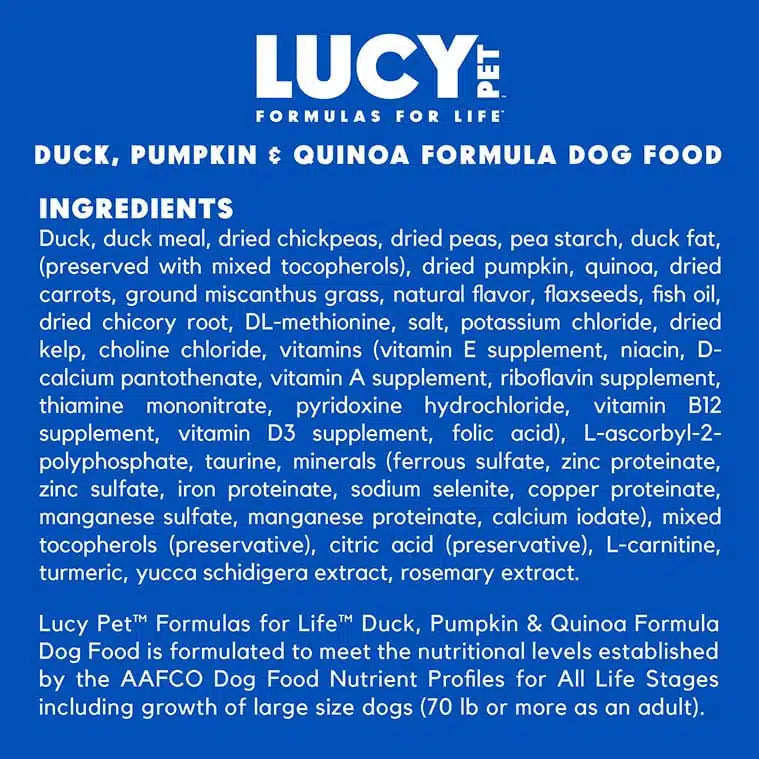 Lucy Pet Duck Pumpkin & Quinoa Small Bites Dog Food
