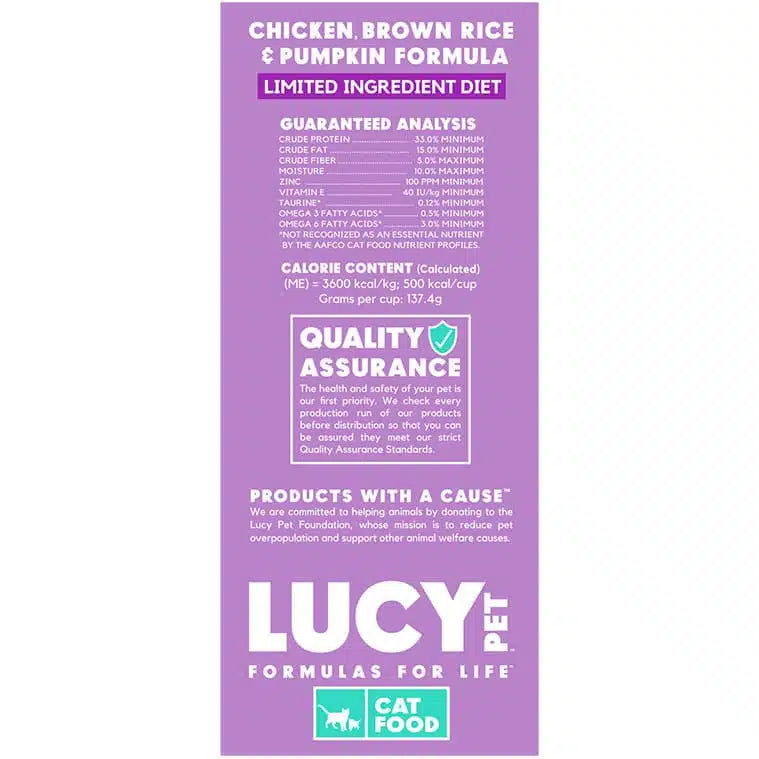Lucy Pet Chicken, Brown Rice & Pumpkin, LID Cat Food