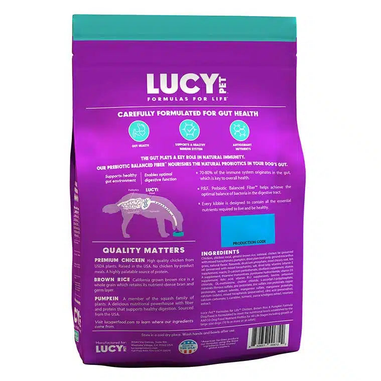 Lucy Pet  Chicken, Brown Rice & Pumpkin LID for Dogs