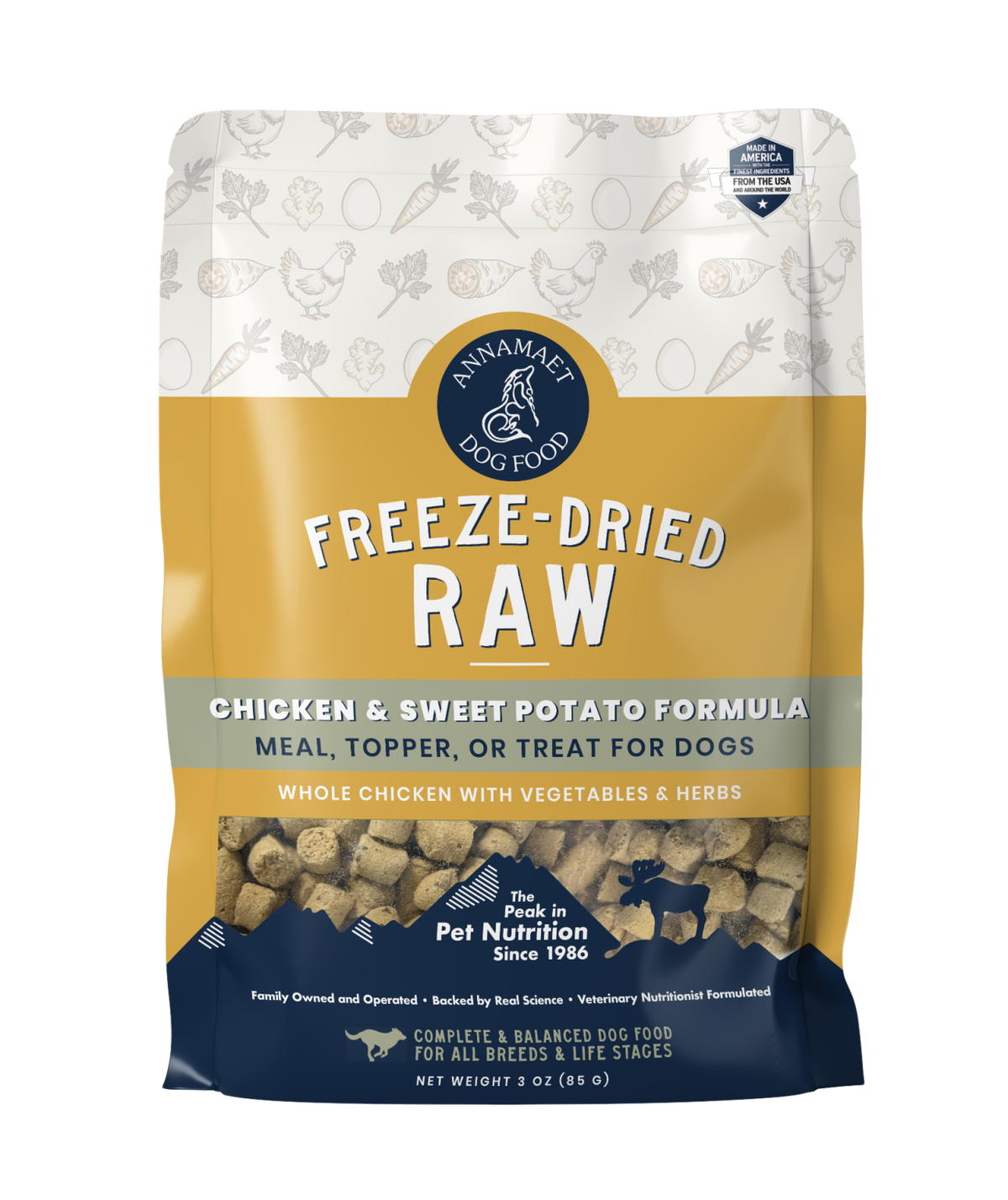 Annamaet Freeze-Dried Raw Chicken & Sweet Potato Meal or Topper for Dogs