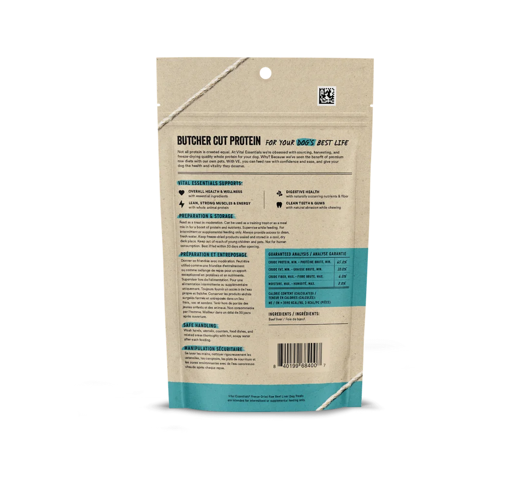 Vital Essentials Freeze-Dried Raw Beef Liver Dog Treats