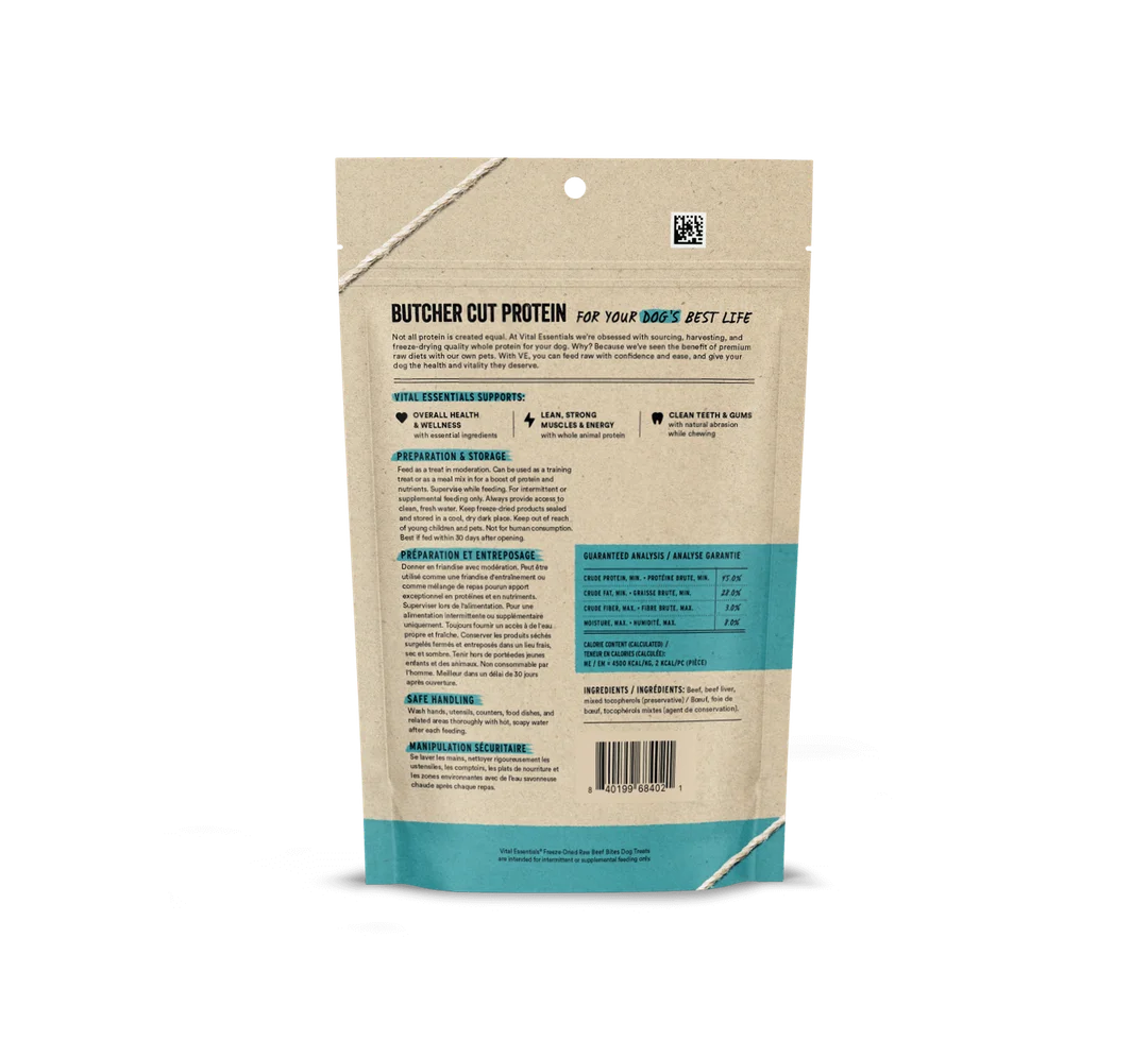 Vital Essentials Freeze-Dried Beef Bite Dog Treats