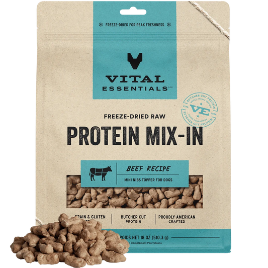 Vital Essentials Freeze-Dried Raw Protein Mix-In Mini Nibs Beef Recipe Topper for Dogs