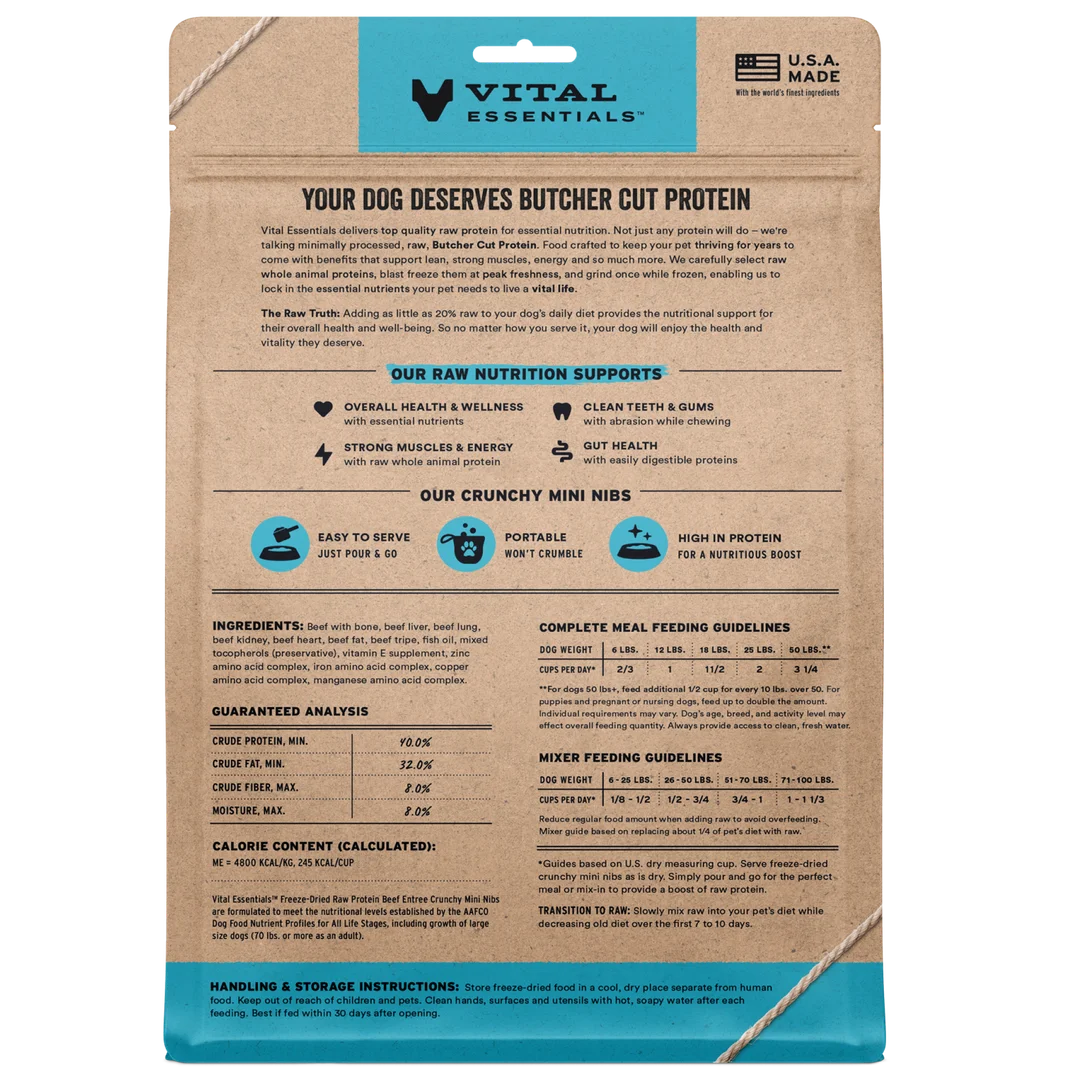 Vital Essentials Freeze-Dried Raw Beef Entree Mini Nibs for Dogs