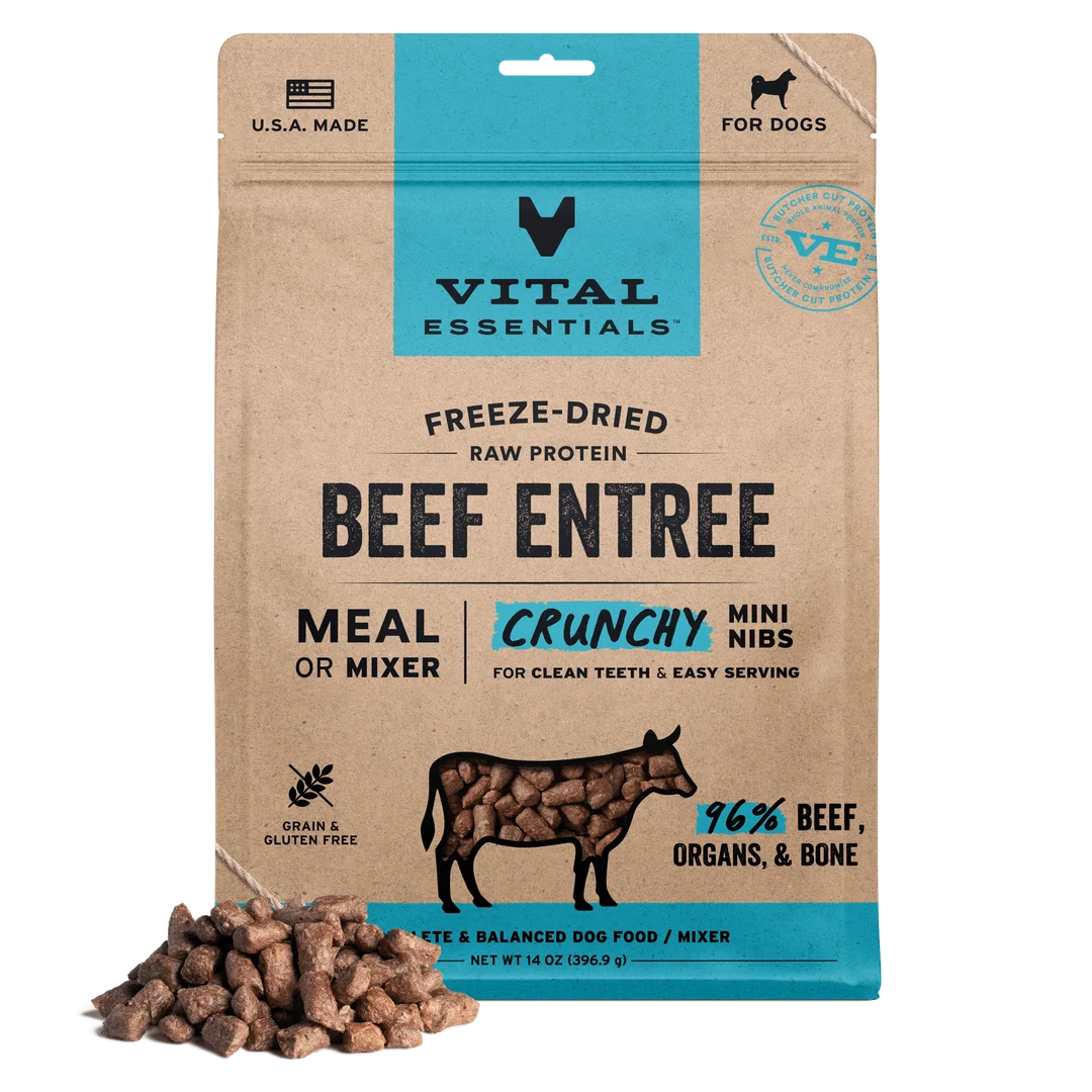 Vital Essentials Freeze-Dried Raw Beef Entree Mini Nibs for Dogs