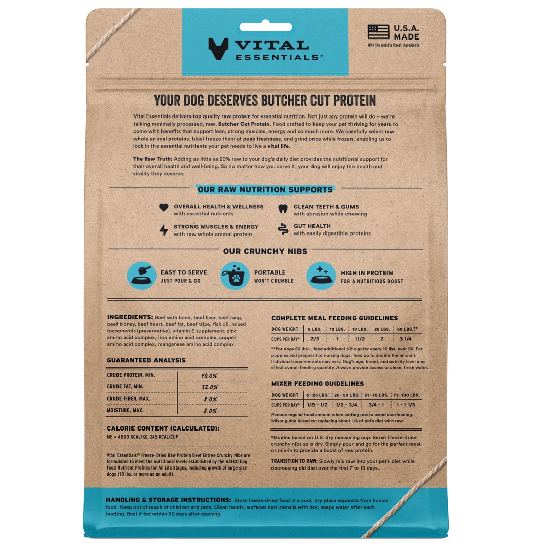 Vital Essentials Freeze-Dried Raw Beef Crunchy Nibs for Dogs