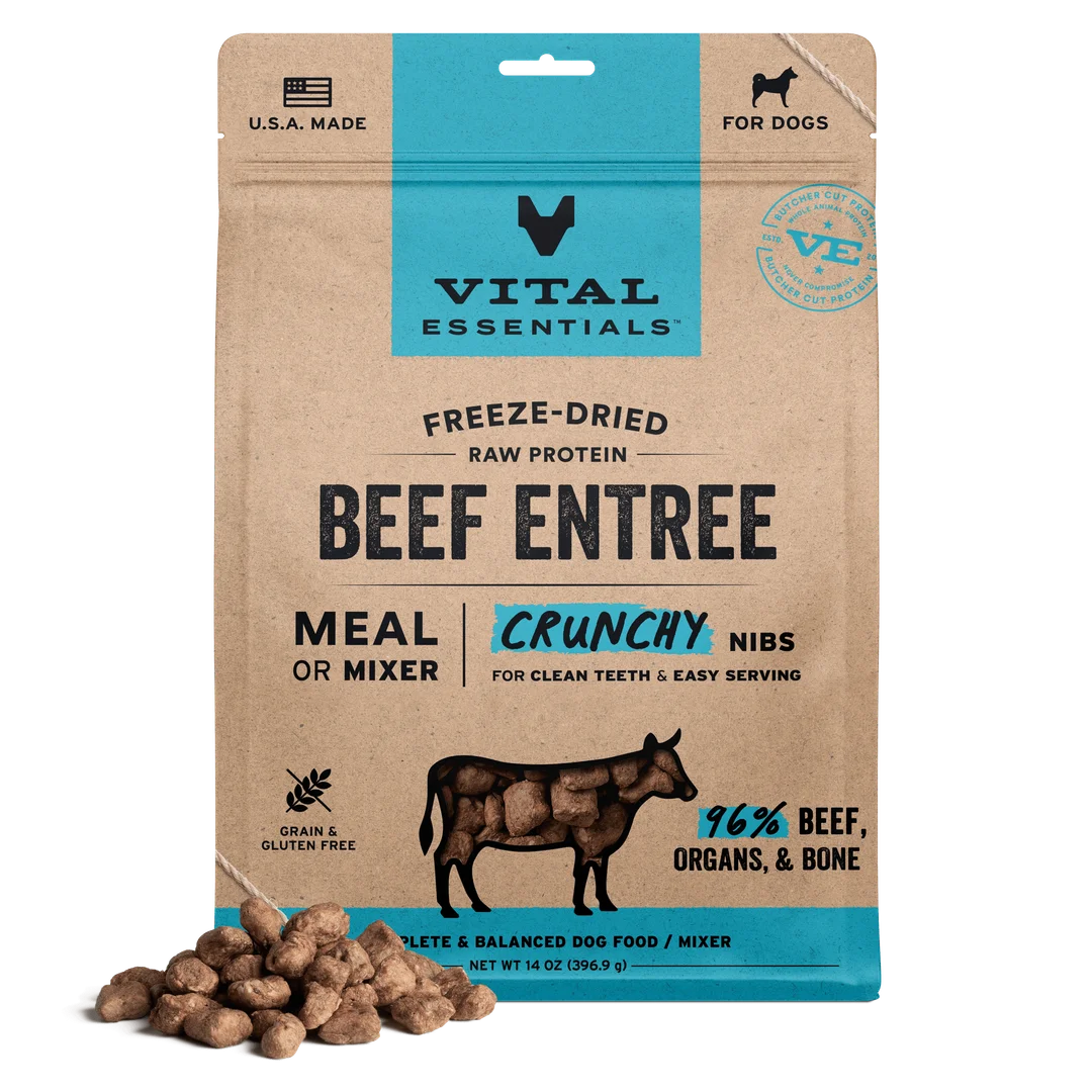 Vital Essentials Freeze-Dried Raw Beef Crunchy Nibs for Dogs