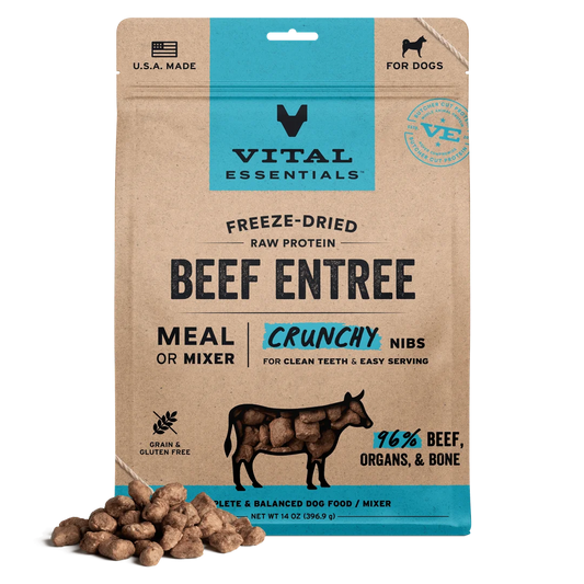 Vital Essentials Freeze-Dried Raw Beef Crunchy Nibs for Dogs