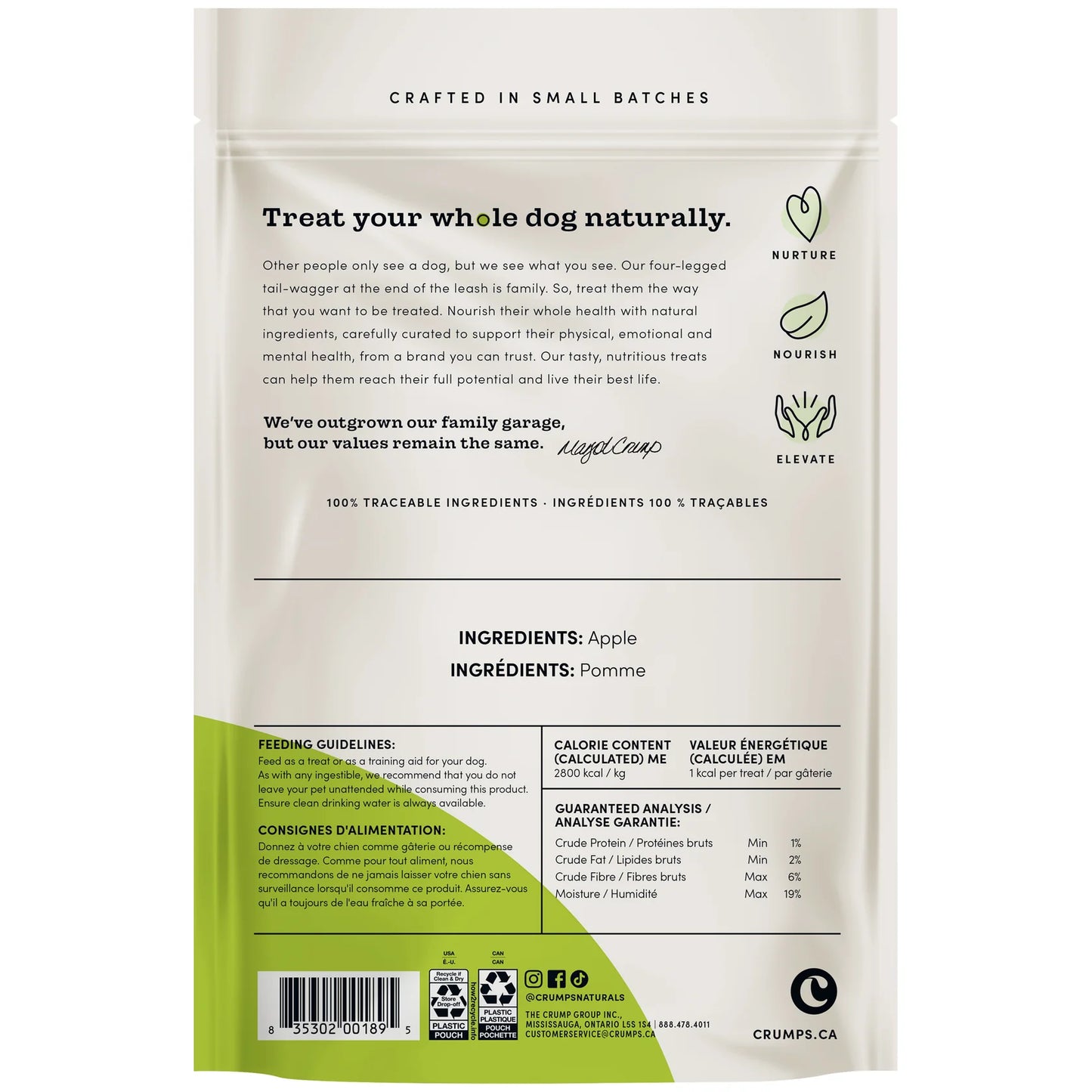 Crumps' Naturals Gently Dehydrated Apple Bites Dog Treats