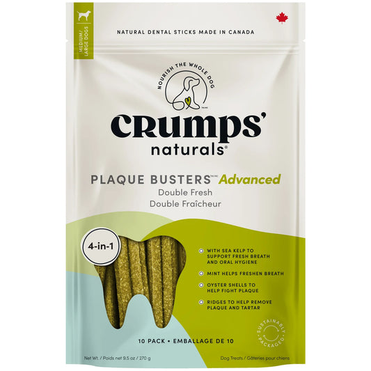 Crumps' Naturals Plaque Busters Advanced Double Fresh Dental Sticks for Dogs