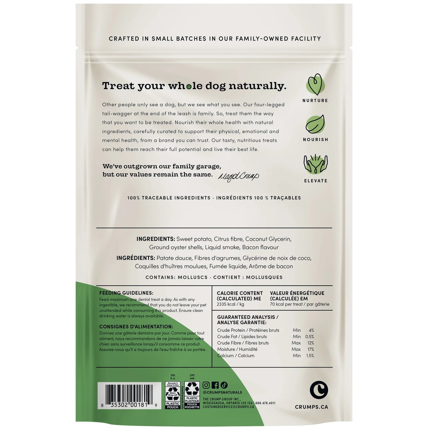 Crumps' Naturals Plaque Busters Bacon Dental Sticks for Dogs