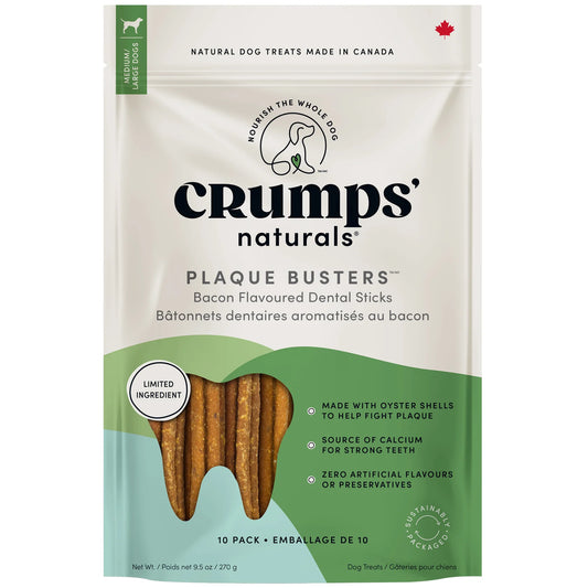 Crumps' Naturals Plaque Busters Bacon Dental Sticks for Dogs
