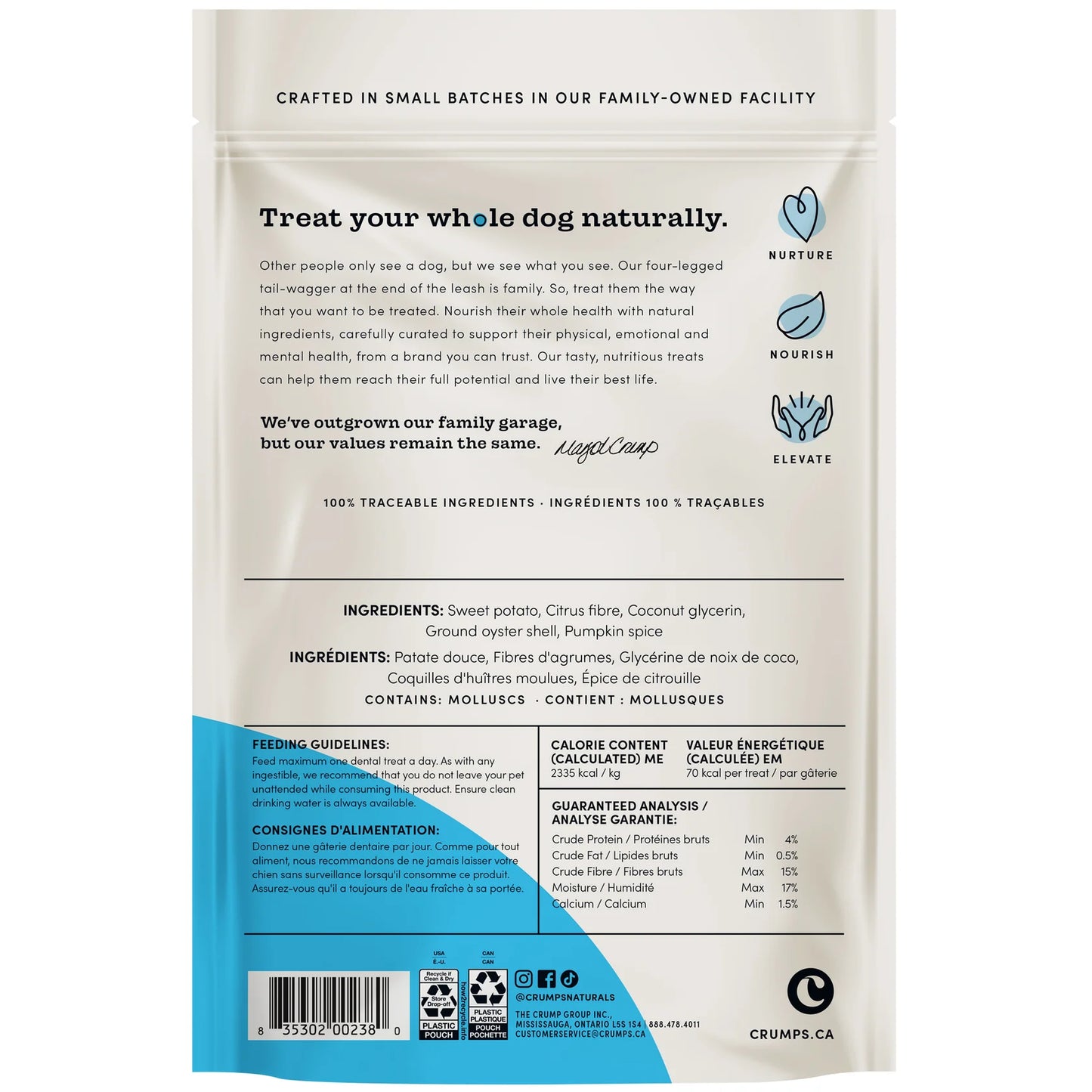 Crumps' Naturals Plaque Buster Pumpkin Spice Dental Sticks for Dogs