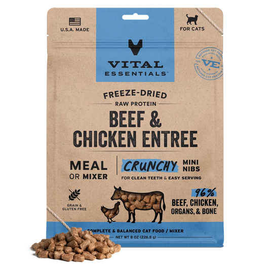 Vital Essentials Freeze-Dried Raw Beef & Chicken Entree Mini Nibs for Cats