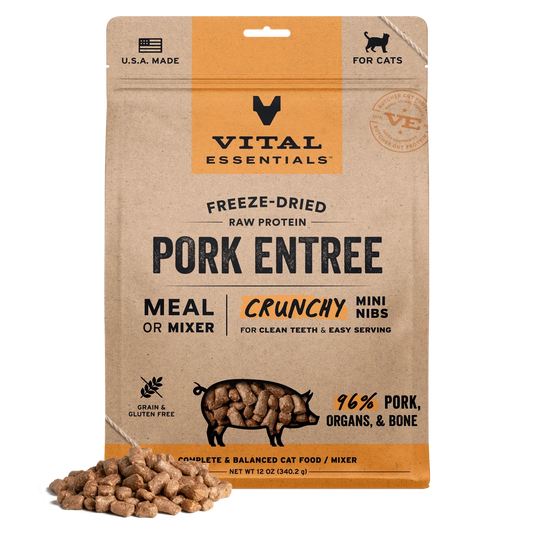 Vital Essentials Freeze-Dried Raw Pork Entree Mini Nibs for Cats