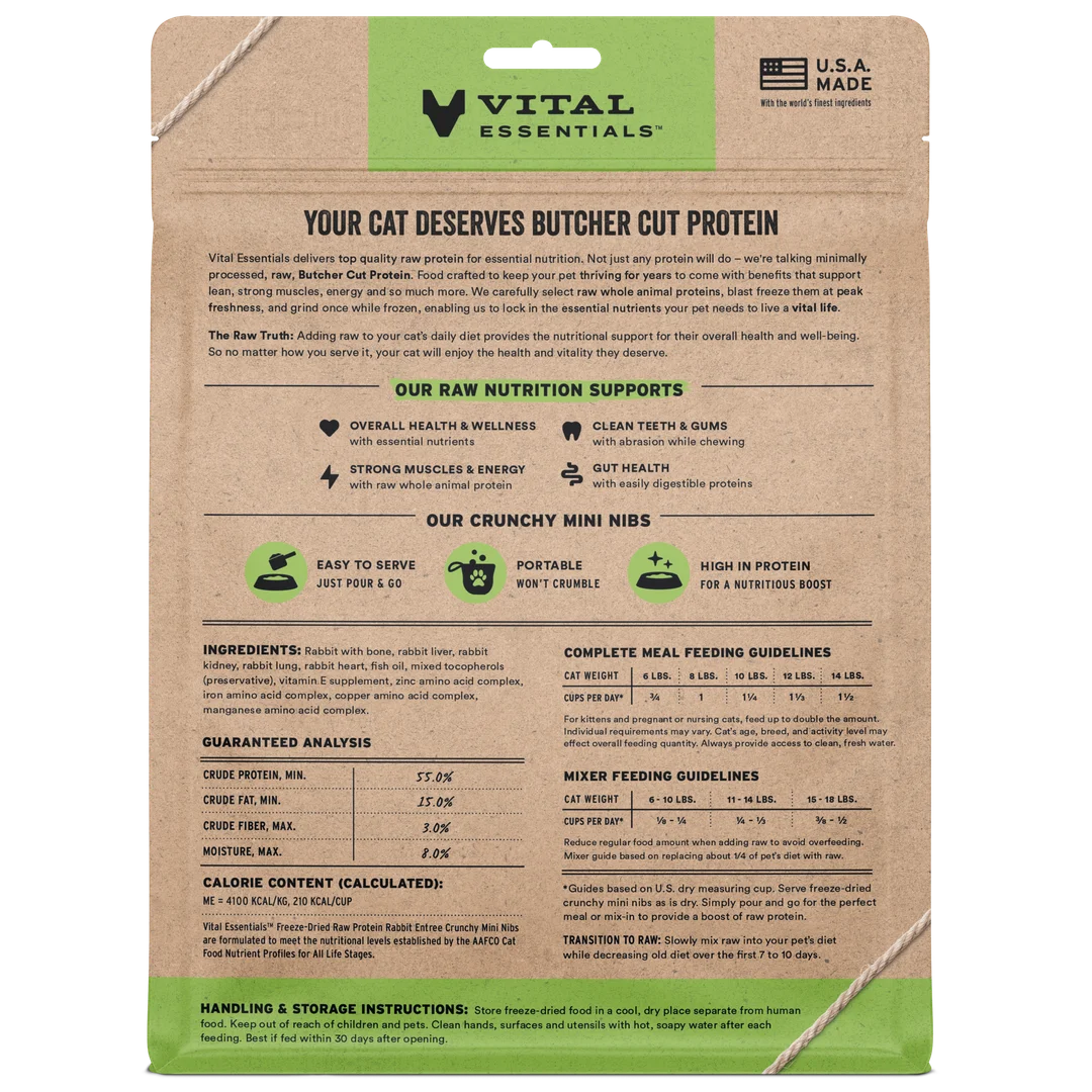 Vital Essentials Freeze-Dried Raw Rabbit Entree Mini Nibs for Cats