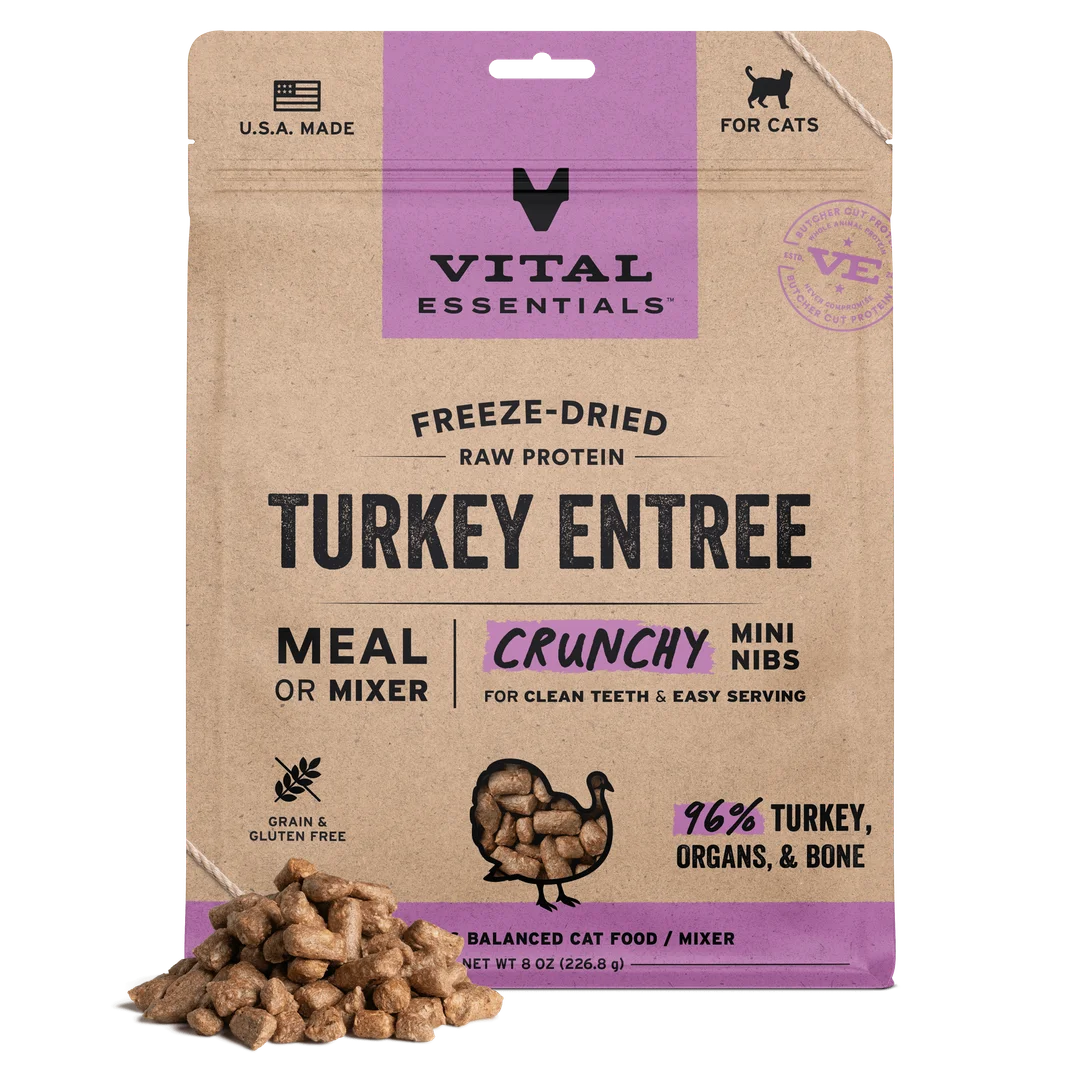 Vital Essentials Freeze-Dried Raw Turkey Entree Mini Nibs for Cats