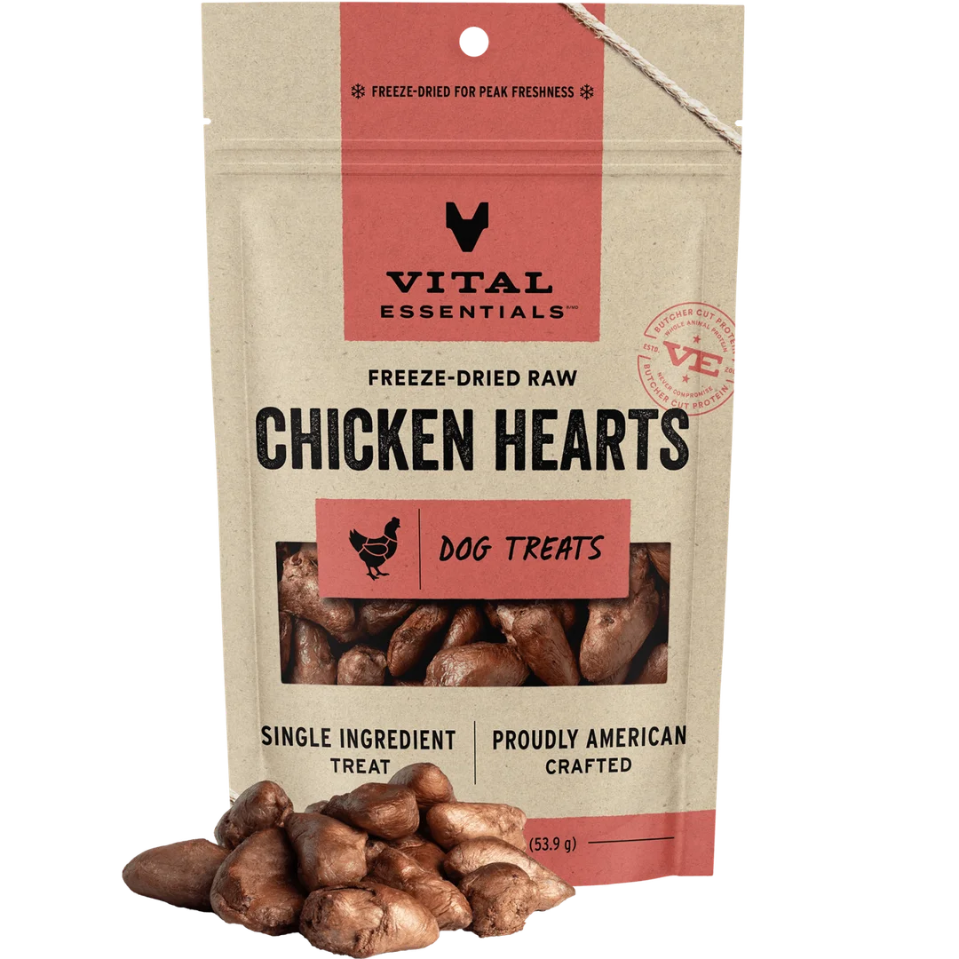 Vital Essentials Freeze-Dried Chicken Heart Dog Treats