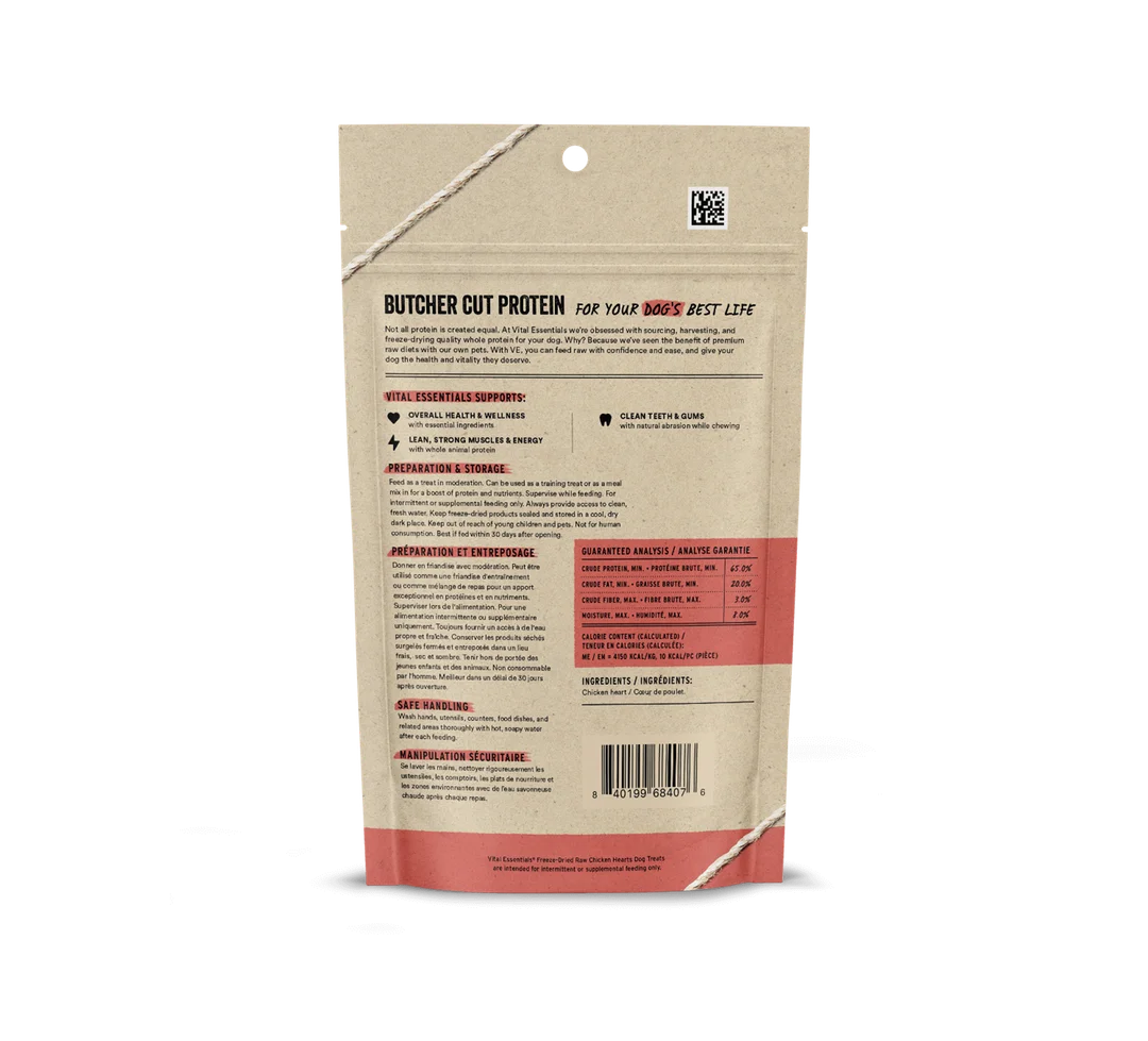 Vital Essentials Freeze-Dried Chicken Heart Dog Treats