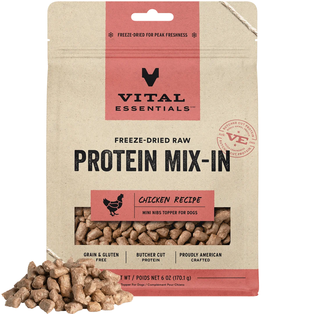 Vital Essentials Freeze-Dried Raw Protein Mix-In Mini Nibs Chicken Recipe Topper for Dogs