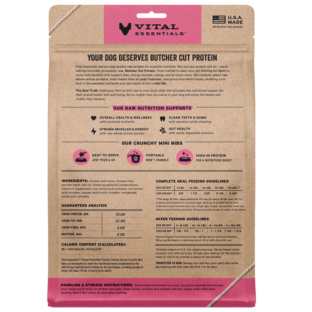 Vital Essentials Freeze-Dried Raw Chicken Entree Mini Nibs for Dogs