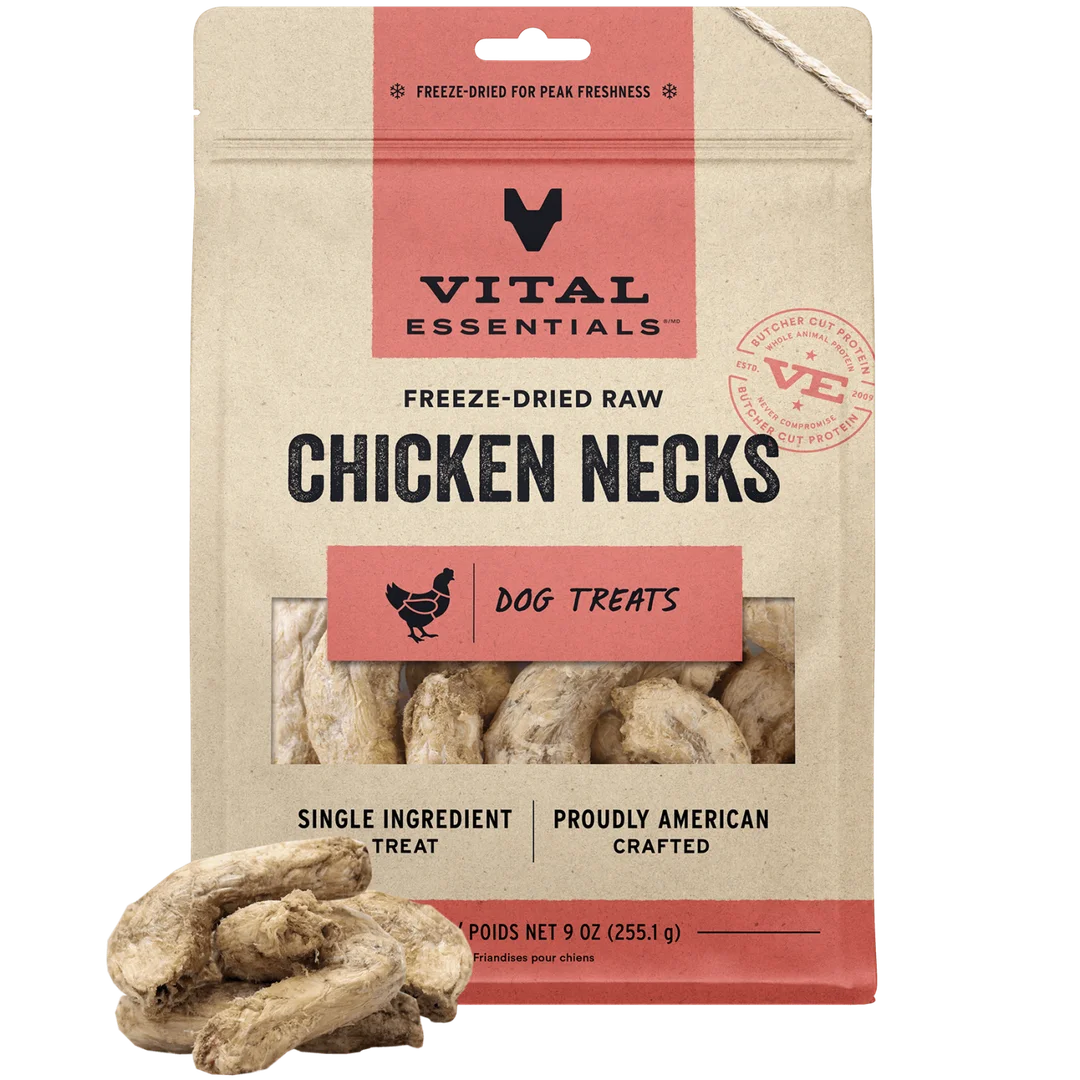 Vital Essentials Freeze-Dried Raw Chicken Neck Treats for Dogs