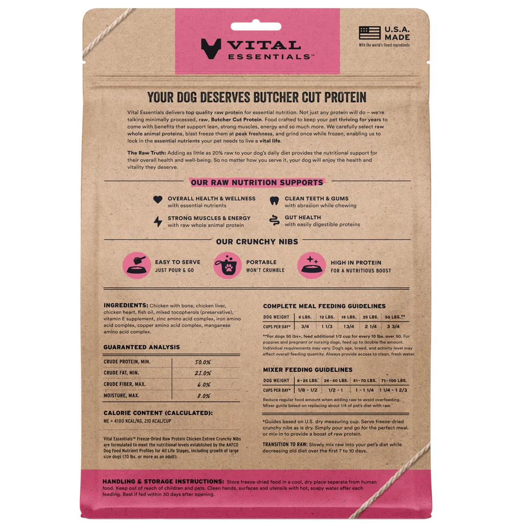 Vital Essentials Freeze-Dried Raw Chicken Entree Nibs for Dogs