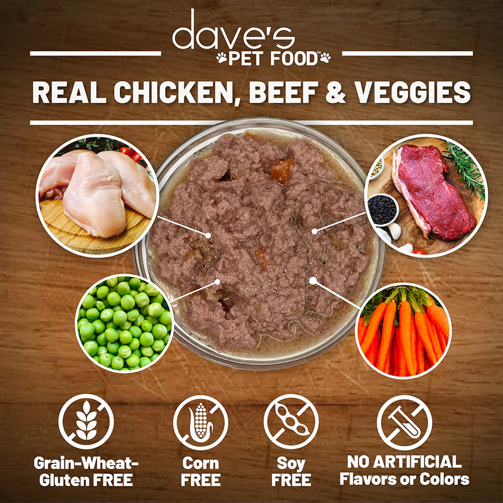 Dave's Pet Food Gravylicious Chicken & Beef with Veggies Pate Dinner for Dogs