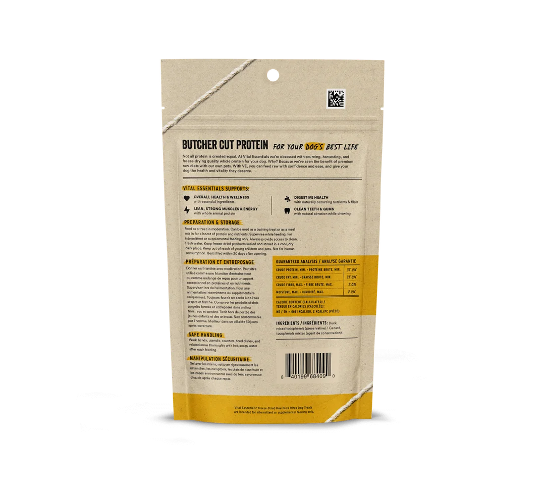 Vital Essentials Freeze-Dried Duck Bite Dog Treats