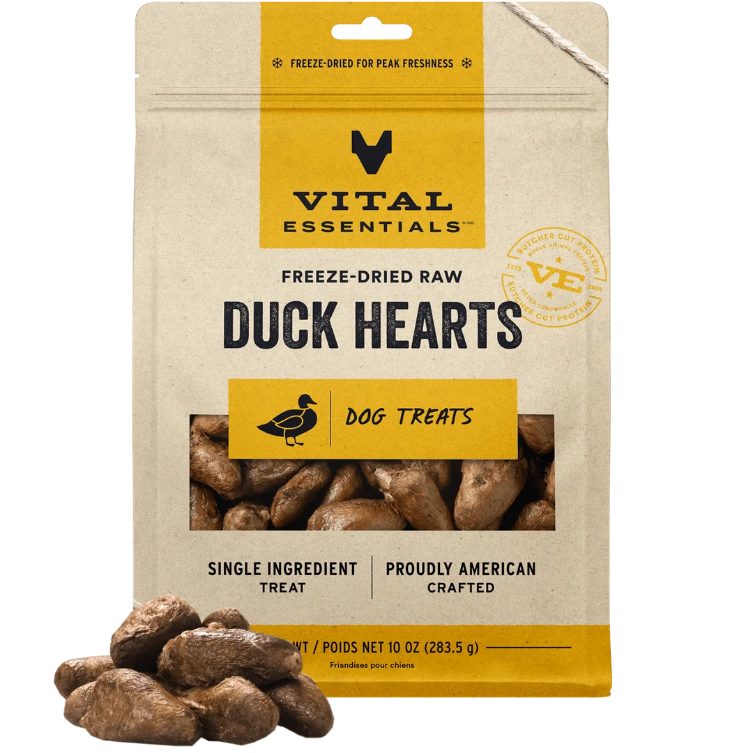 Vital Essentials Freeze-Dried Raw Duck Heart Treats for Dogs