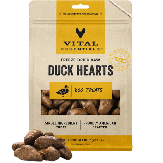 Vital Essentials Freeze-Dried Raw Duck Heart Treats for Dogs