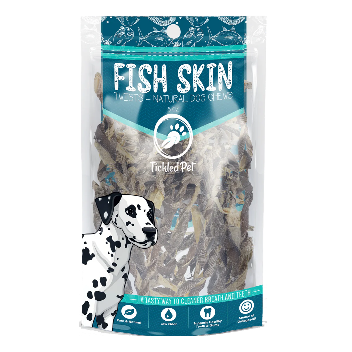 Tickled Pets Icelandic Codfish Skin Twists Dog Treats