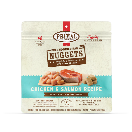 Primal Freeze-Dried Raw Chicken and Salmon Nuggets for Cats