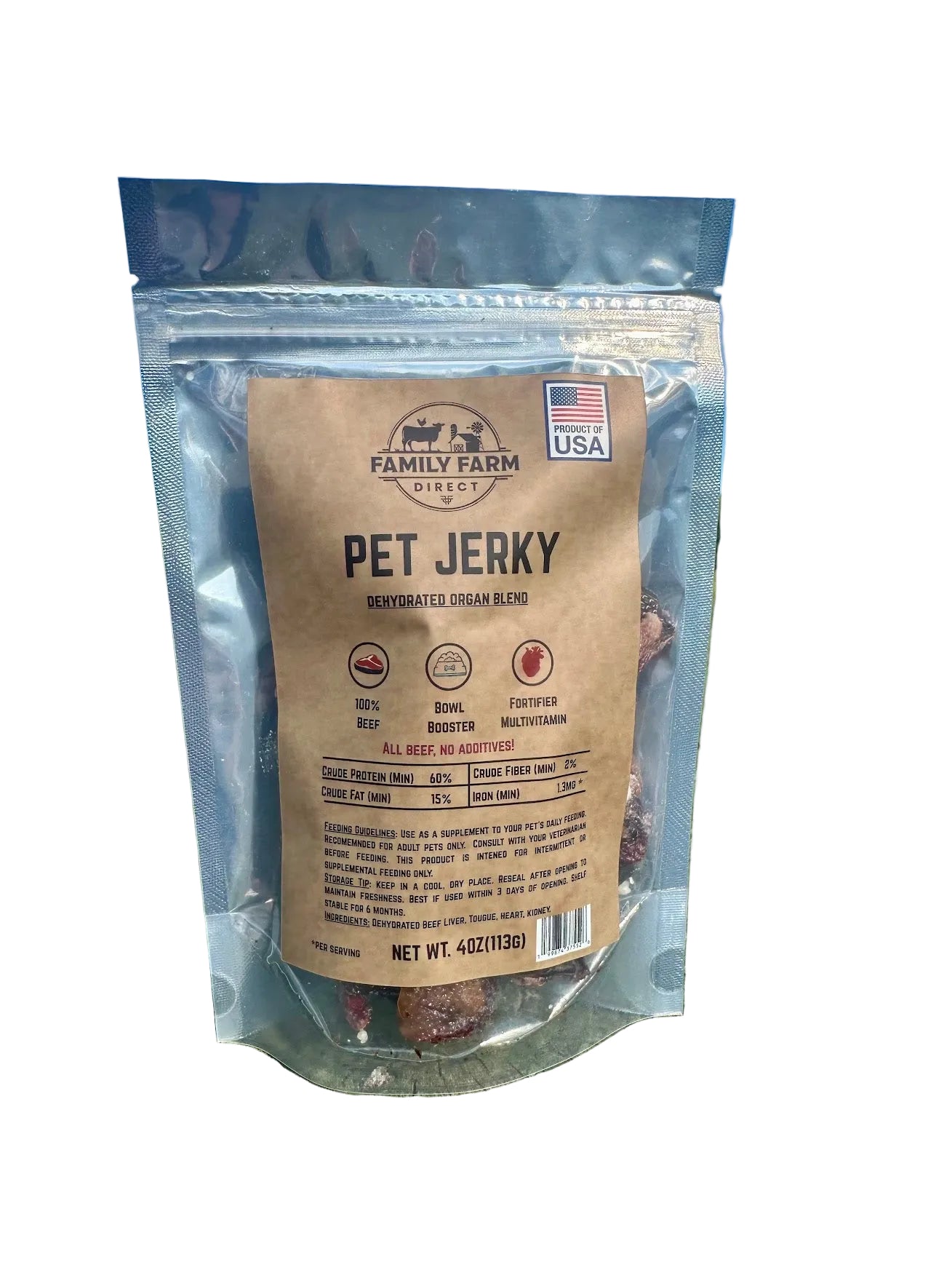 Family Farm Direct Dehydrated Beef Organ Blend Pet Jerky