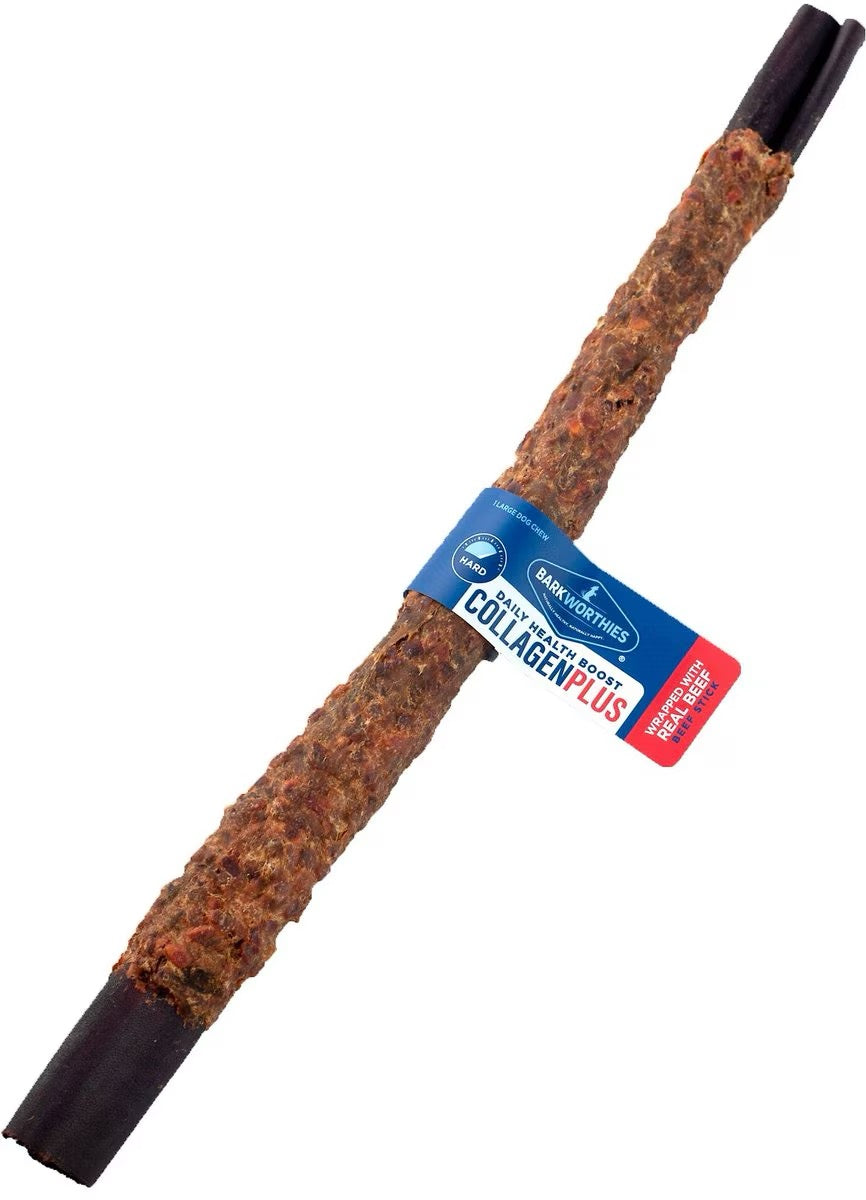 Barkworthies 12 Inch Collagen Wrapped Beef Stick For Dogs