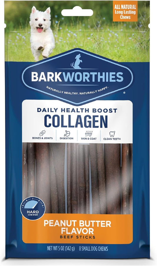 Barkworthies 6 Inch Collagen Peanut Butter Stick For Dog