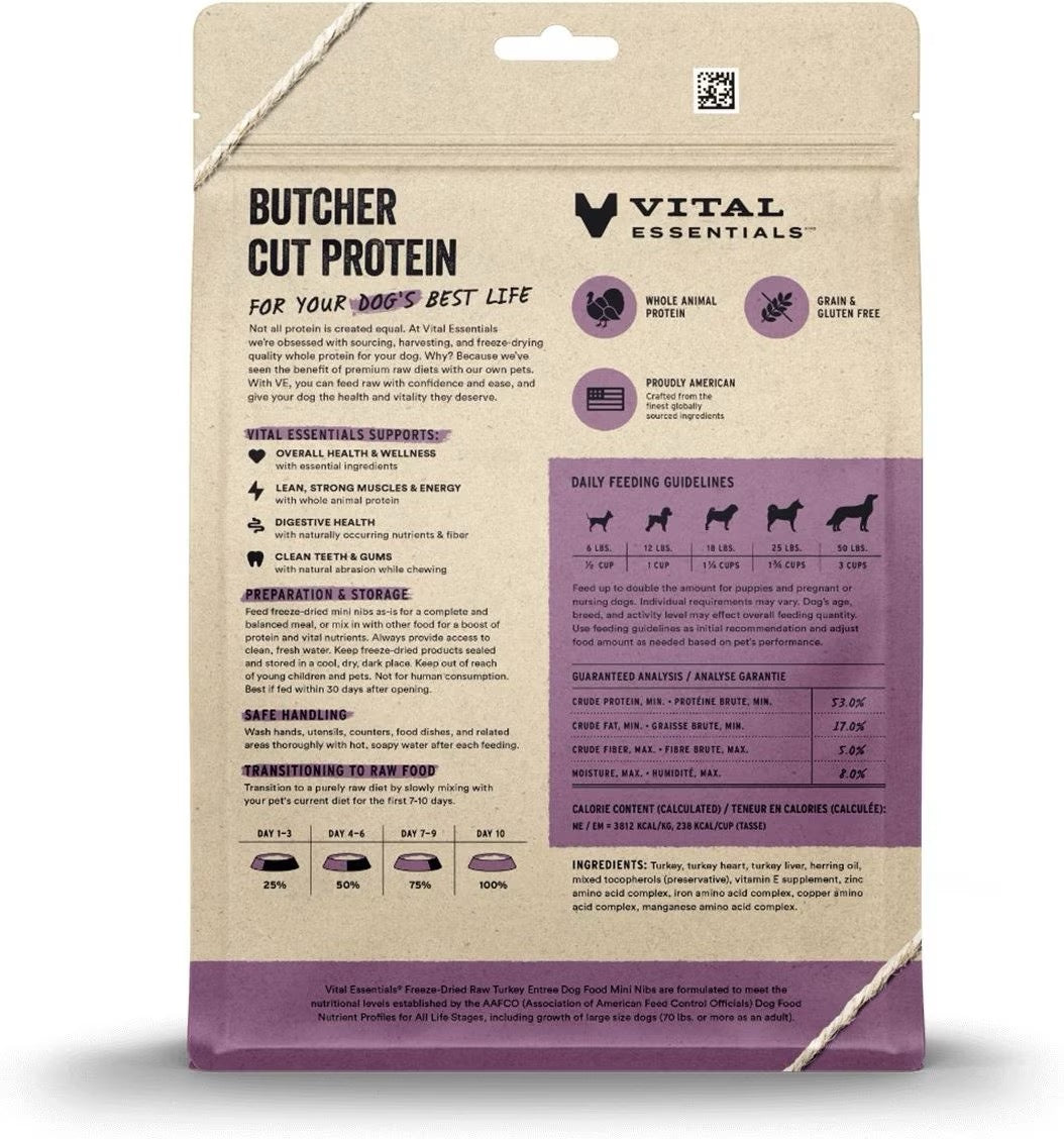 Vital Essentials Freeze-Dried Mini Turkey Niblets for Dogs