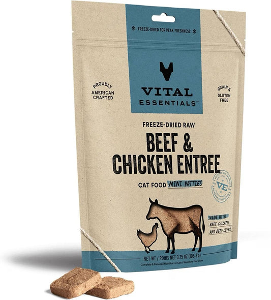 Vital Essentials Freeze-Dried Beef & Chicken Patties For Cats