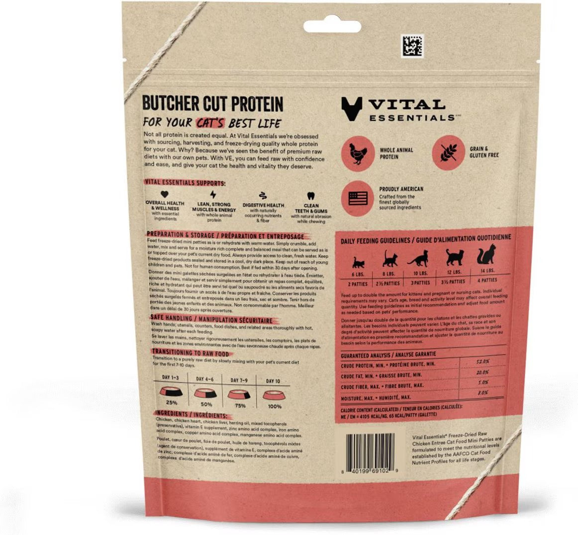 Vital Essentials Freeze-Dried Chicken Patties For Cats