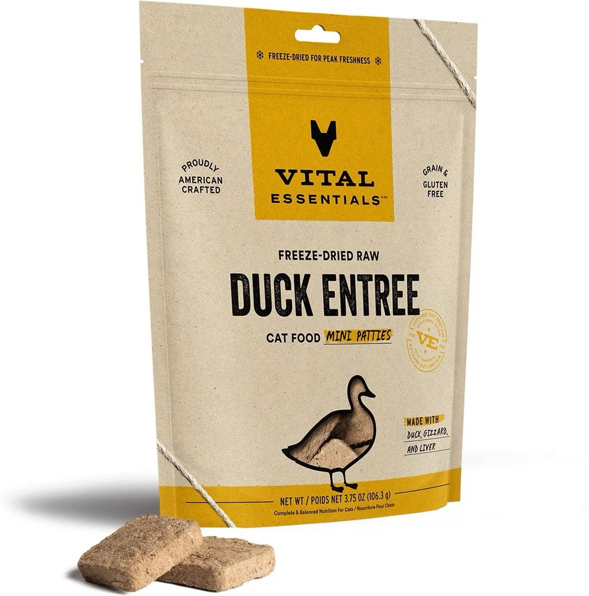 Vital Essentials Freeze-Dried Duck Patties For Cats
