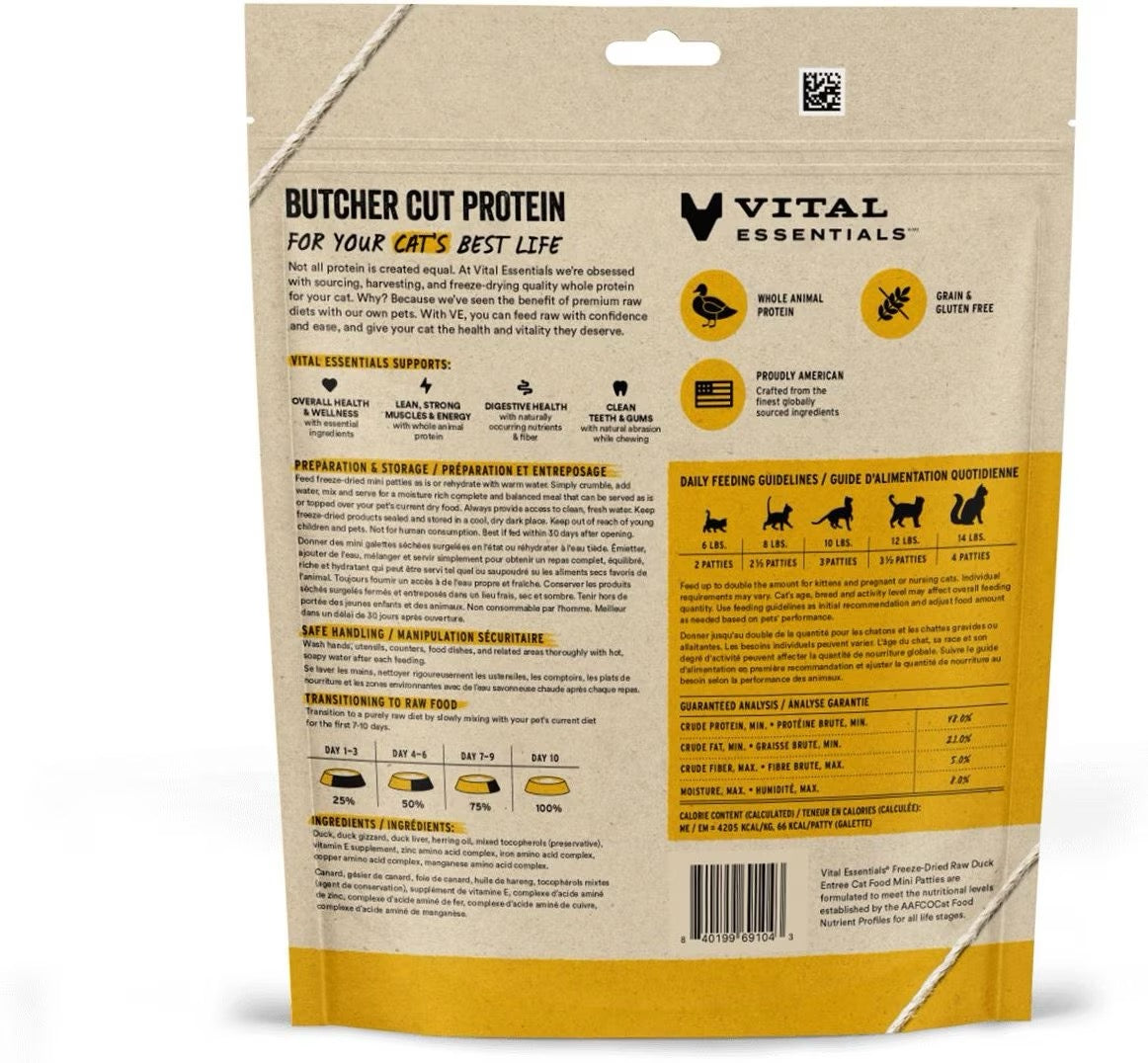 Vital Essentials Freeze-Dried Duck Patties For Cats